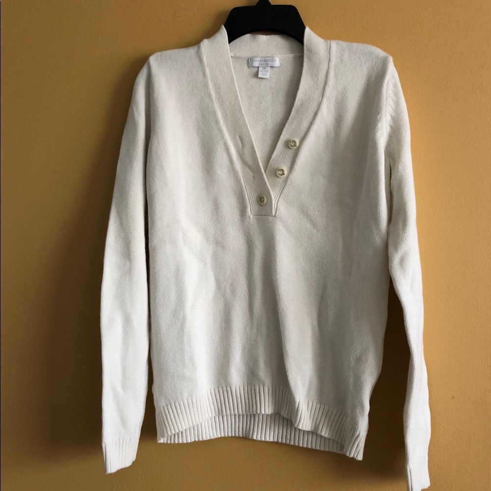 Charter Club Women's V-Neck Sweater - Cream